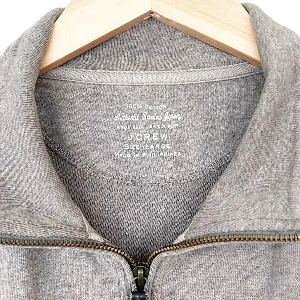 J. Crew Gray Quarter Zip Sweater Sz L